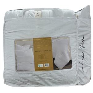 Live Well 6 Piece White King Comforter Set with Lumbar Pillow 104”x90”